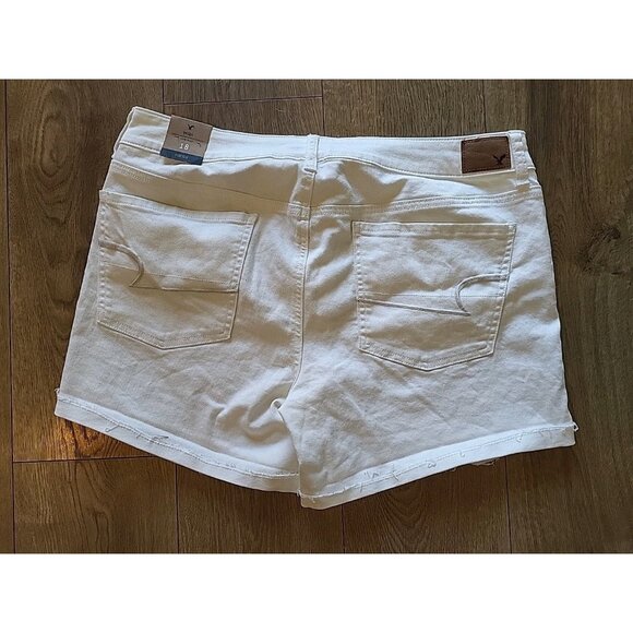 American Eagle Women's Shorts Stretch Raw Hem Size 18 White Low Rise NWT - Picture 4 of 8